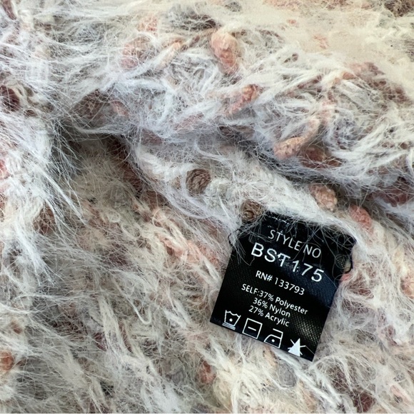 Pol Teddy Fuzzy Knit V-neck Sweater Small Oversized Bohemian Festival Cozy - Picture 4 of 7